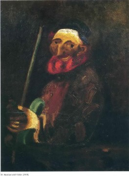 Marc Chagall Painting - Músico con violín contemporáneo Marc Chagall